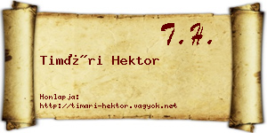 Timári Hektor névjegykártya
